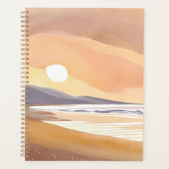 Yellow Sunset Shore | Watercolor Airy Painting Planner (Front)