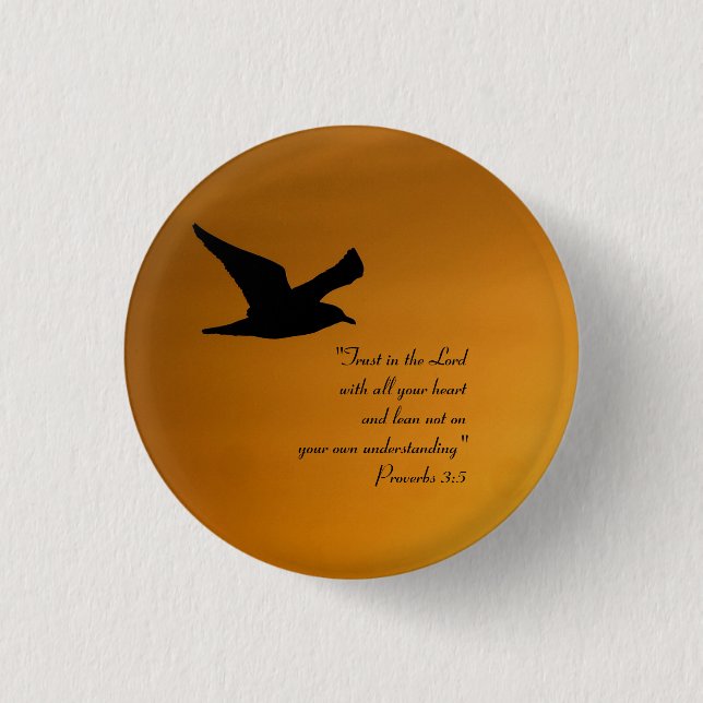 Yellow Sunset Sky Bird in Flight Faith Bible Verse 3 Cm Round Badge (Front)