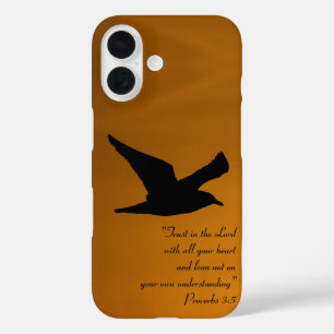 Yellow Sunset Sky Bird in Flight Faith Bible Verse iPhone 16 Case