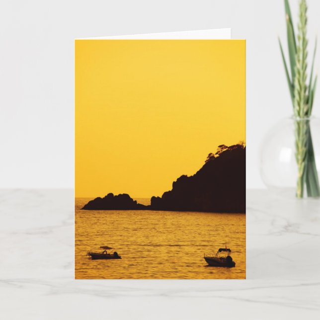 yellow sunset with boats note card (Front)