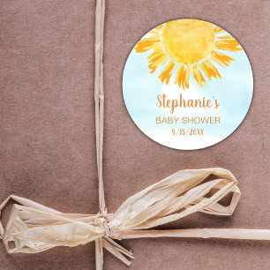 Yellow Sunshine Baby Shower Classic Round Sticker