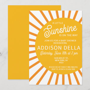 Yellow Sunshine Baby Shower Invitation