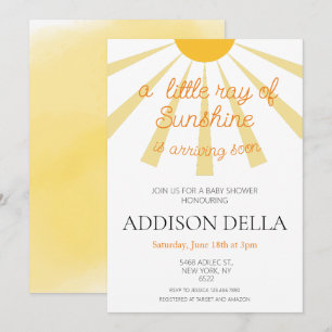 Yellow Sunshine Baby Shower Invitation