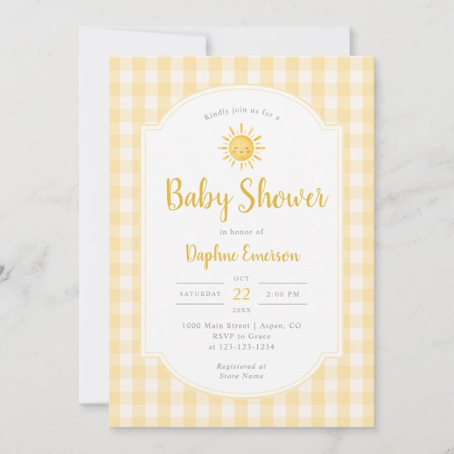 Yellow Sunshine Baby Shower Invitation (Front)