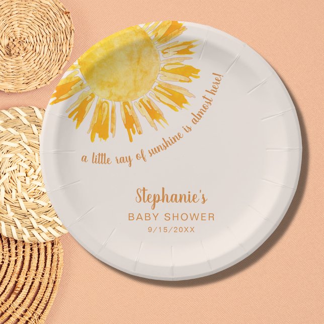 Yellow Sunshine Boho Baby Shower Paper Plate (Creator Uploaded)