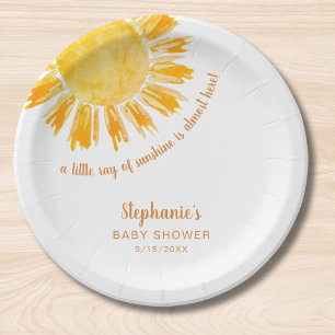 Yellow Sunshine Boho Baby Shower Paper Plate