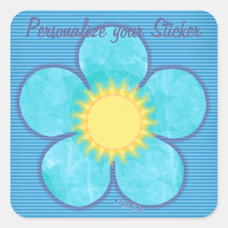 Yellow Sunshine Centre Flower Square Sticker