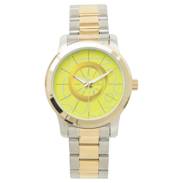 Yellow Sunshine Circles Time Watch (Front)