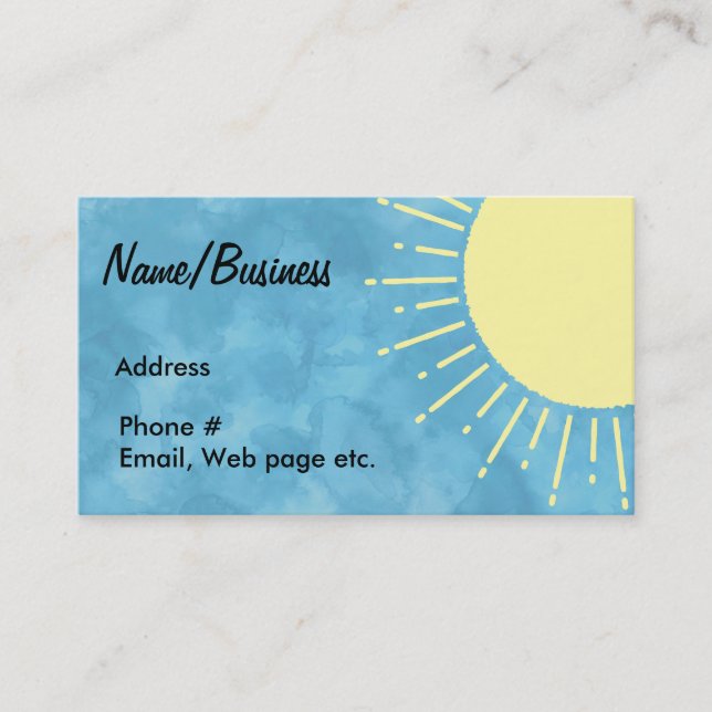 Yellow Sunshine In Blue Sky Custom   Business Card (Front)