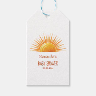 Yellow Sunshine Retro Watercolor Baby Shower Gift Tags