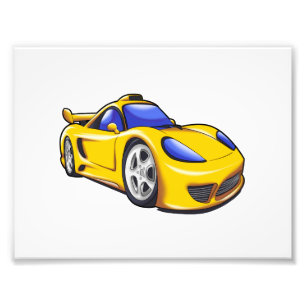 Yellow supercar illustration Choose back color Photo Print