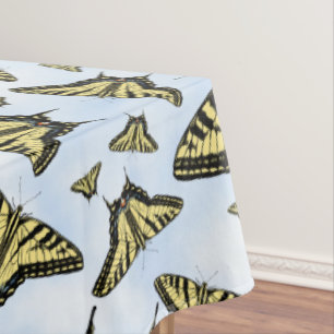 Yellow Swallowtail Butterflies Blue Sky Large Tablecloth