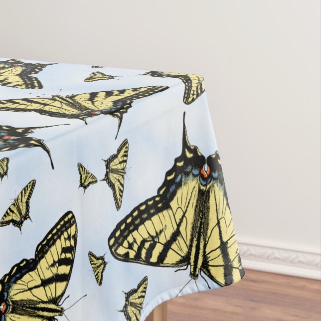Yellow Swallowtail Butterflies Blue Sky Small Tablecloth (In Situ)