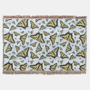Yellow Swallowtail Butterflies Blue Sky Throw Blanket