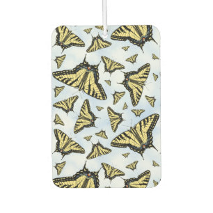 Yellow Swallowtail Butterflies on Blue Clouds Car Air Freshener