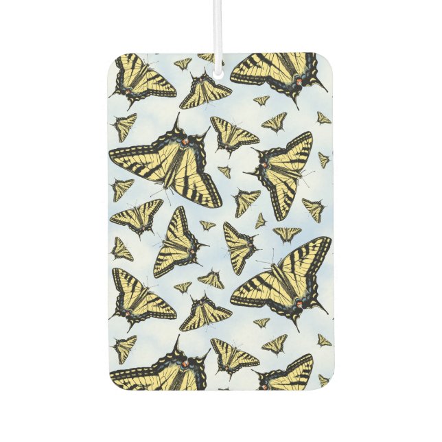 Yellow Swallowtail Butterflies on Blue Clouds Car Air Freshener (Front)
