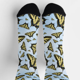 Yellow Swallowtail Butterflies Pattern Custom Socks