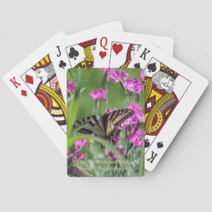 Yellow Swallowtail Butterfly and Pink Dianthus Playing Cards