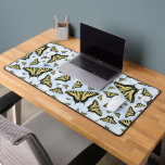 Yellow Swallowtail Butterfly Blue Clouds Sky Desk Mat<br><div class="desc">This design is of a black and yellow Western Swallowtail butterfly, one of the most beautiful large butterflies in the world, floating on a blue sky with puffy white couds. My original painting is based on photographs I took in my own butterfly-friendly garden in the Southwest. Your purchase of my...</div>