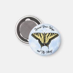 Yellow Swallowtail Butterfly Blue Sky Personalise Magnet