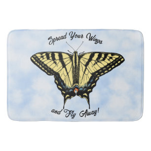 Yellow Swallowtail Butterfly Blue Sky Personalised Bath Mat