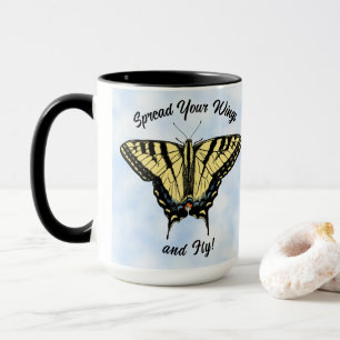 Yellow Swallowtail Butterfly Blue Sky Personalised Mug