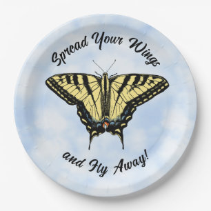 Yellow Swallowtail Butterfly Blue Sky Personalized Paper Plate