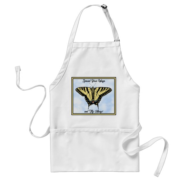 Yellow Swallowtail Butterfly Blue Sky Personalized Standard Apron (Front)