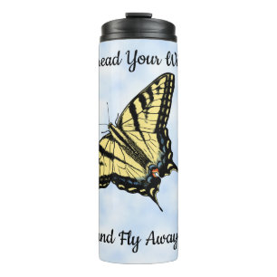 Yellow Swallowtail Butterfly Clouds Personalized Thermal Tumbler