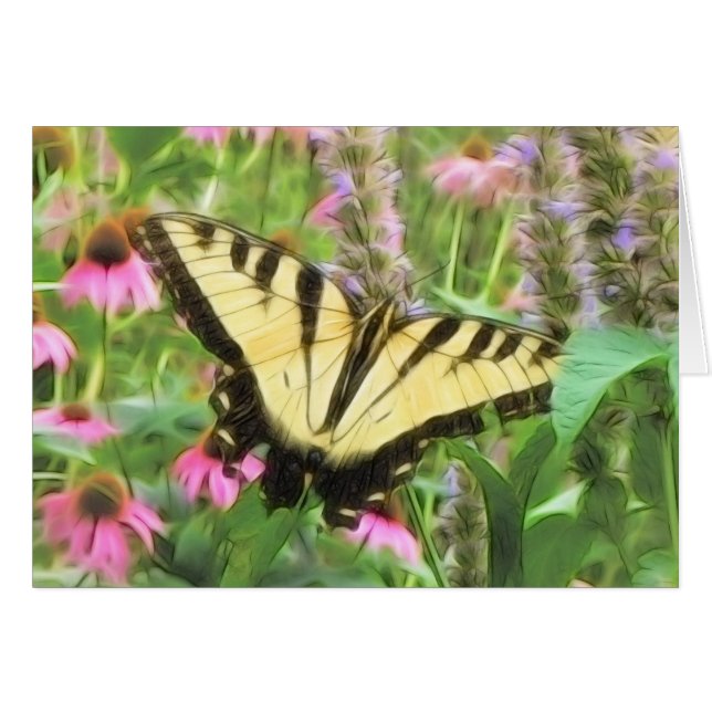 Yellow Swallowtail Butterfly in Summer Garden (Front Horizontal)
