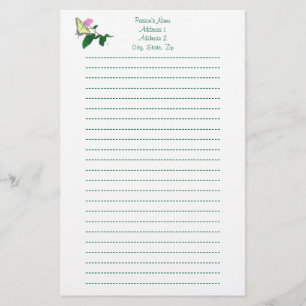 Yellow Swallowtail Butterfly Lined Stationery