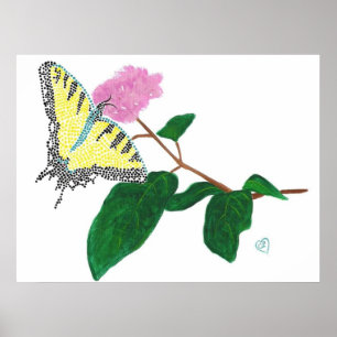 Yellow Swallowtail Butterfly on Flower Poster
