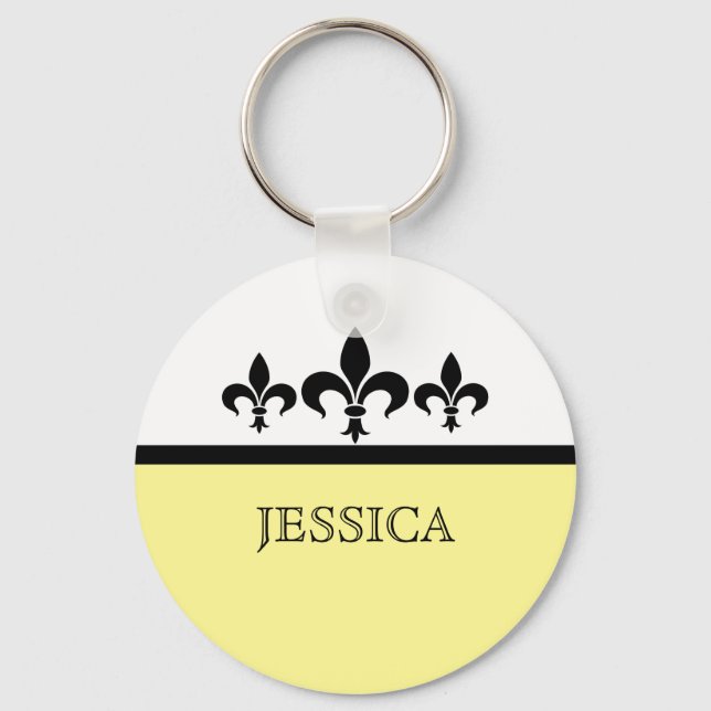 Yellow Swanky Fleur De Lis Keychain (Front)