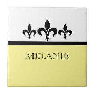 Yellow Swanky Fleur De Lis Tile