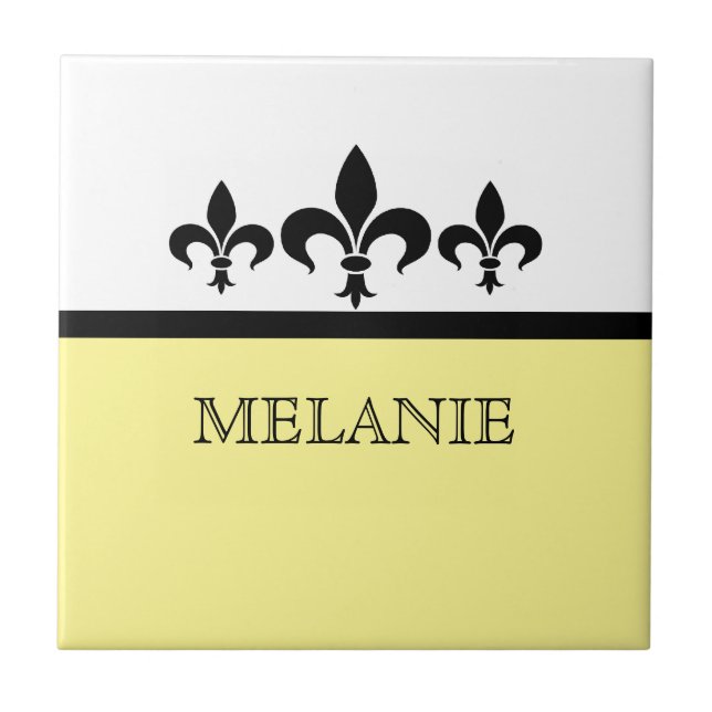 Yellow Swanky Fleur De Lis Tile (Front)