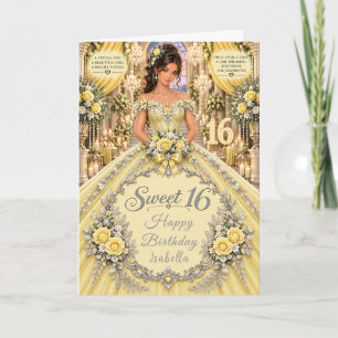 Yellow Sweet 16 Celebration Card