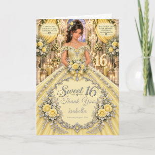 Yellow Sweet 16 Celebration Thank You Card