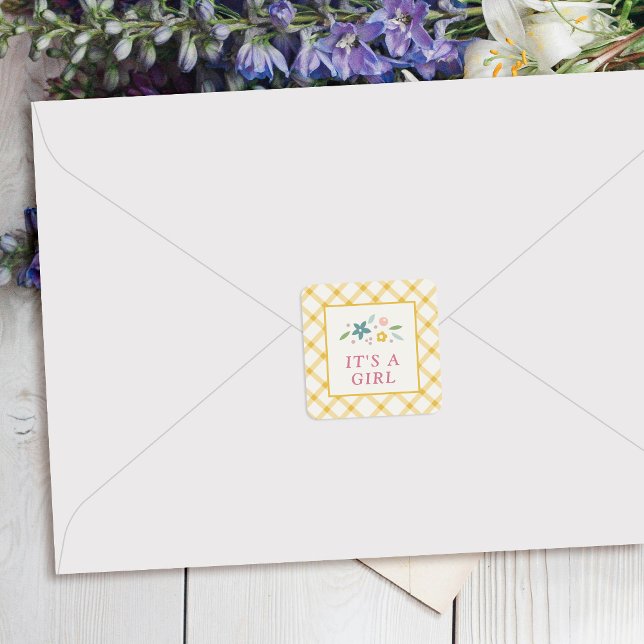 Yellow Sweet Floral Baby Girl Envelope Seal Label (Creator Uploaded)