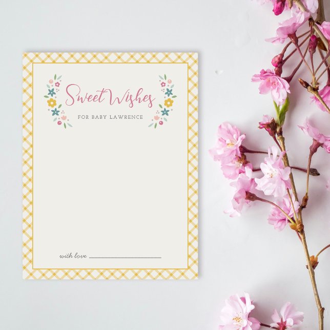 Yellow Sweet Floral Wishes For Baby Shower Card  (Creator Uploaded)