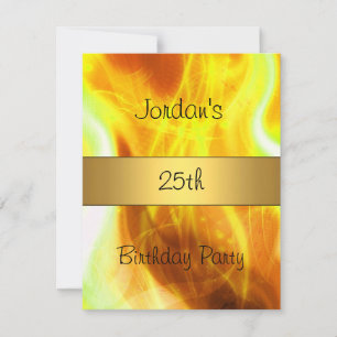 Yellow Swirl Gold 25th Birthday Party Invitation