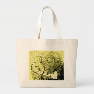 Yellow Swirls Large Tote Bag