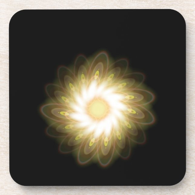 Yellow Swirls on Black Coaster (Front)