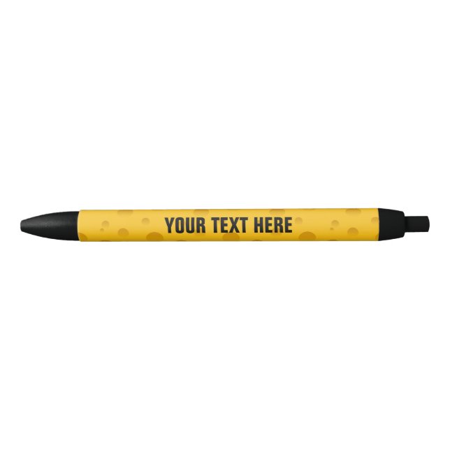 Yellow swiss cheese pattern pen with custom text (Front)