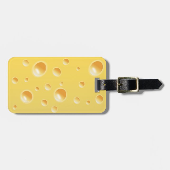 Yellow Swiss Cheese Texture Luggage Tag (Front Horizontal)