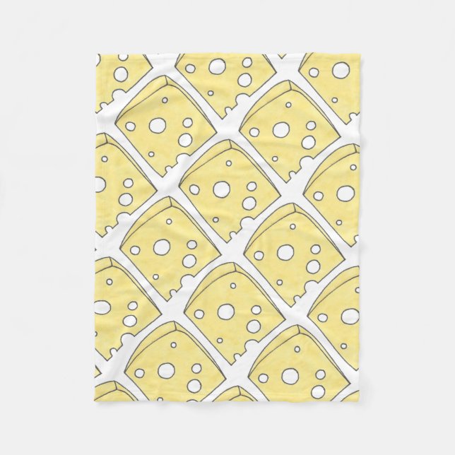 Yellow Swiss Cheese Wedge Print Foodie Fleece Blanket (Front)
