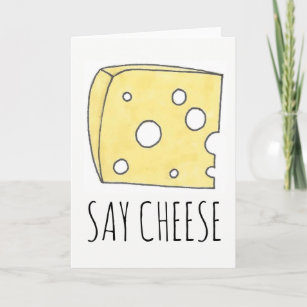 Yellow Swiss Cheese Wedge Say Cheese Food Foodie Card