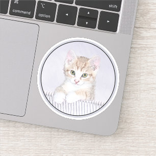 Yellow Tabby Cat Painting - Cute Original Cat Art
