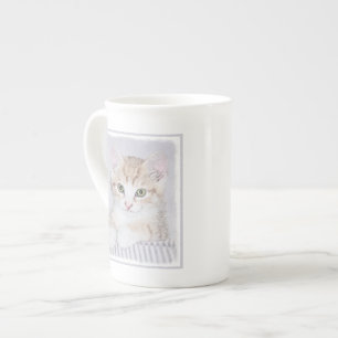 Yellow Tabby Kitten Painting - Original Cat Art Bone China Mug