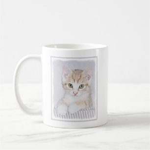 Yellow Tabby Kitten Painting - Original Cat Art Coffee Mug
