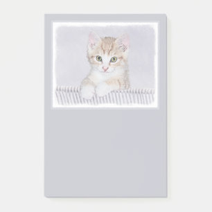 Yellow Tabby Kitten Painting - Original Cat Art Post-it Notes